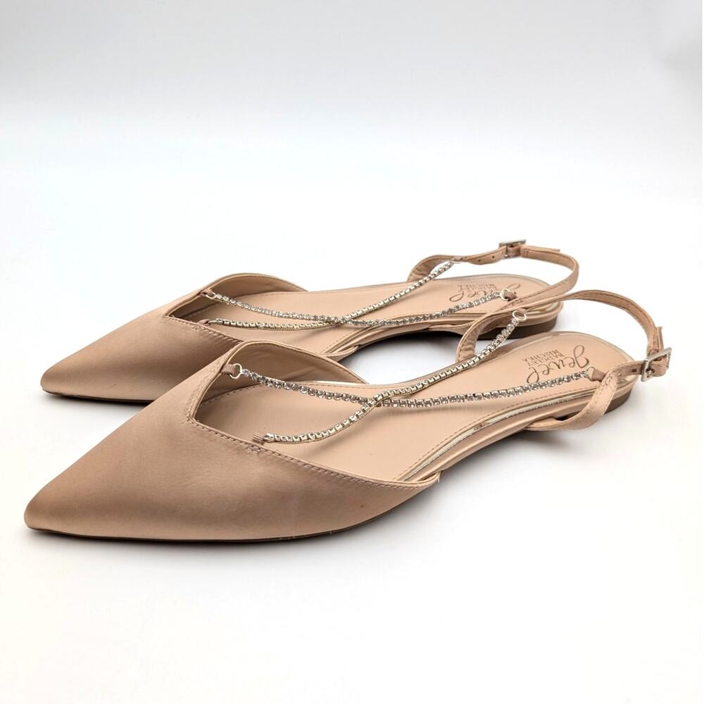 Jewel Badgley Mischka Alanna Ballet Flats Women's Almond Nude Size US9M EU40 - Picture 1 of 11